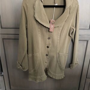 XCVI Women's Khaki Blazer with Unique Collar - NWT